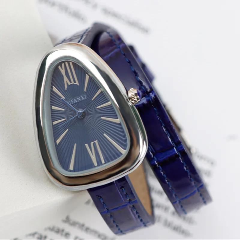 Snake Diamond Shape Quartz Women's Watches White AAA Top Leather Strap Watch Women Luxury Gold Head Design Red Fashion Watches