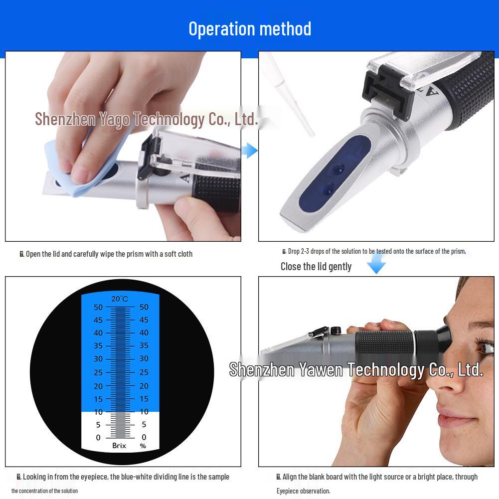 3-in-1 Handheld Refractometer: 0-40% Brix Sugar Meter, 0-25% Alcohol Tester, 0-22° Baumé Gauge