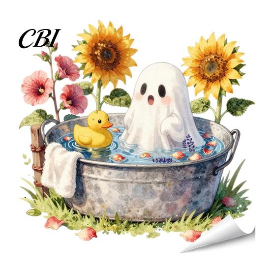 Flexible Cuttable Wall Decals Halloween Ghost Flower/Ghost/Spider Web Window Stickers, Waterproof PVC Static Clings, Holiday Party Supplies Removable