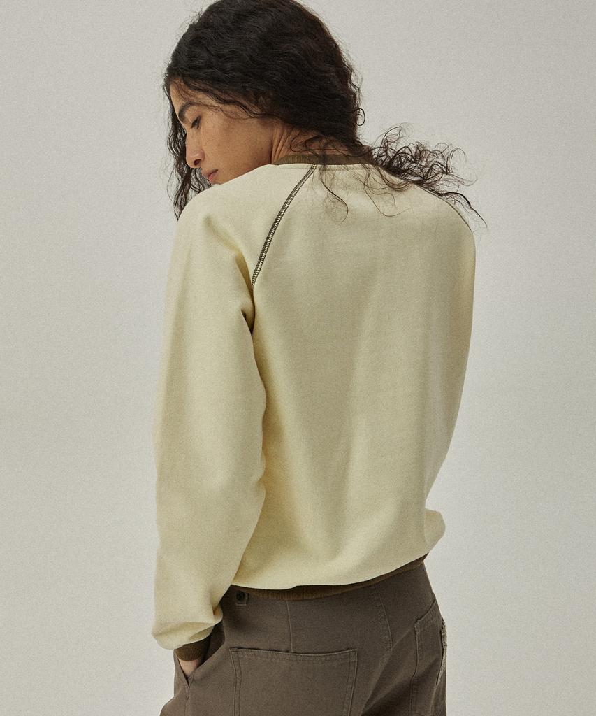 MAGOODGAN Akarit 3412 Brushed Standard Fit Cream Contrast Crew Neck Sweatshirt