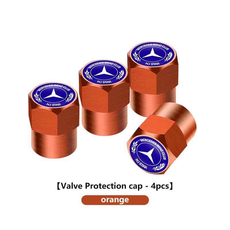 D64Pcs Car Wheel Tire Stem Valve Protection Cap Dustproof Cover For Mercedes Benz C180 C300 W124 W176 W177 C200 C260 GLC CLE CLA