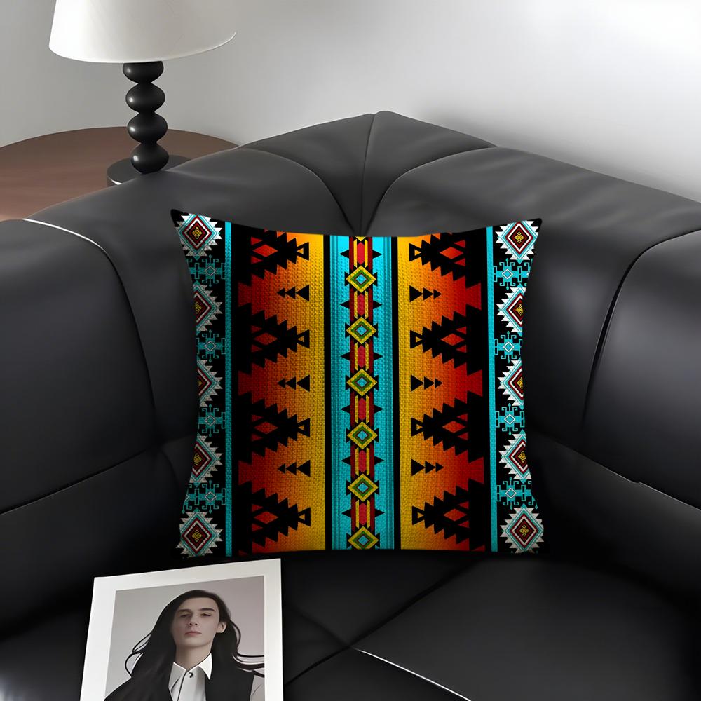 African Style Fabric Print Cushion Cover Natural Linen Organic Fabric Double-Sided Printing Sofa Home Decor Gift Pillow Case