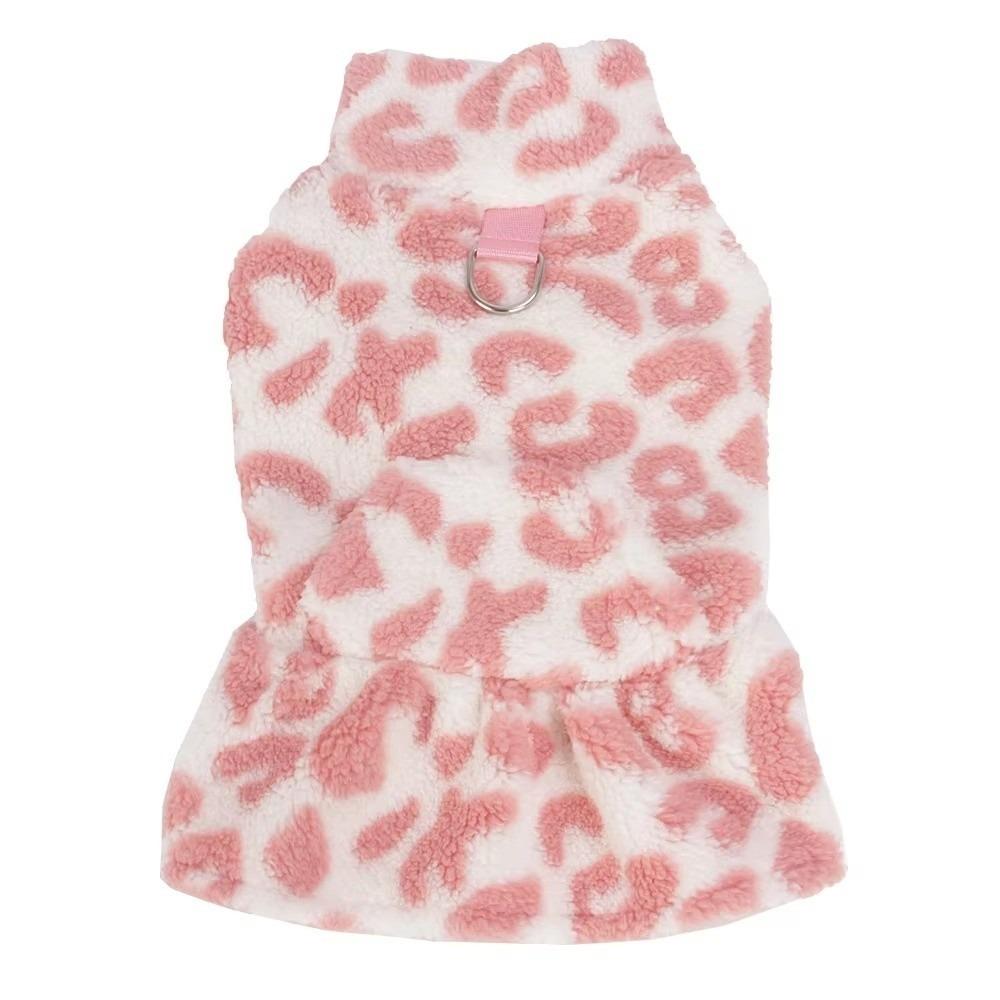 Leopard Dog Dress Coat Hoodies Puppy Skirt Chiwawa Pullover Sweatshirt Winter Fleece Sleeveless Vest Pet Clothes For Small Dogs