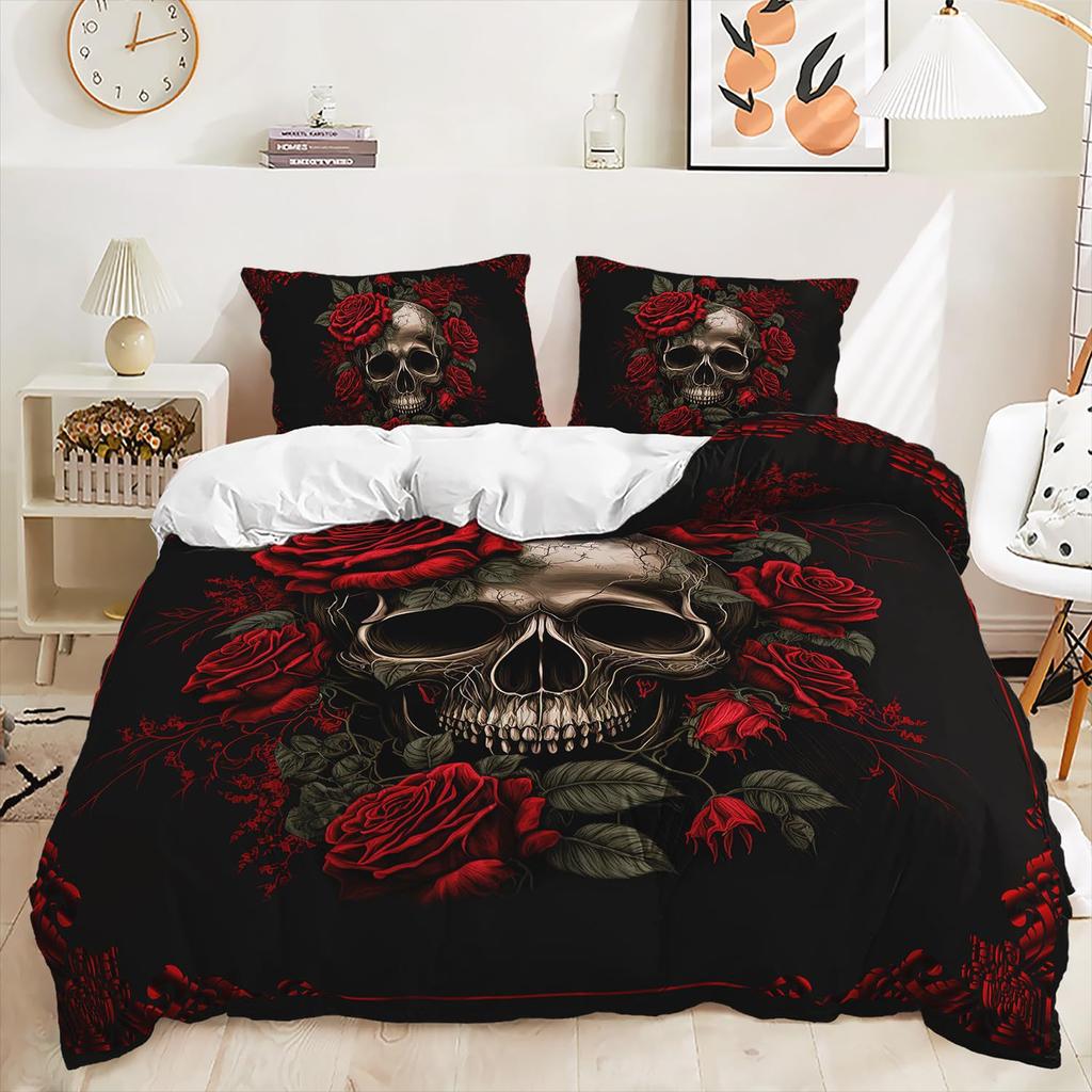 Rock Skull Gothic Three-Piece Quilt Cover 3D Digital Printing Bedding Set Bed Cover