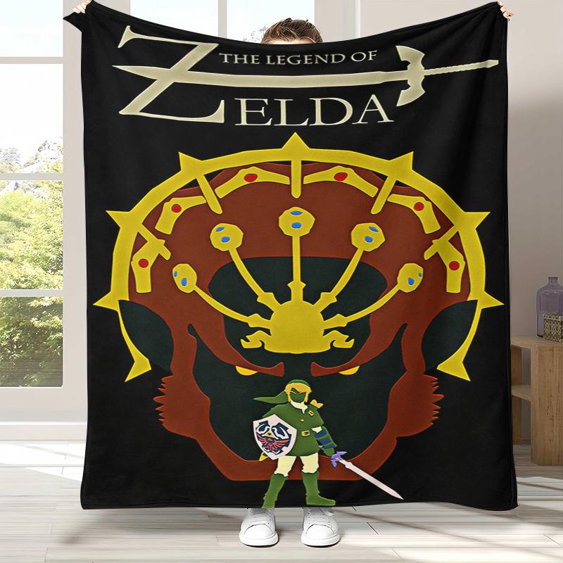 Retro Z-Zelda Cartoon Link Games Flannel Blanket,Ultra Soft Warm Plush Throw for Home Bedroom Bed Sofa Cover Camping Picnic Kid
