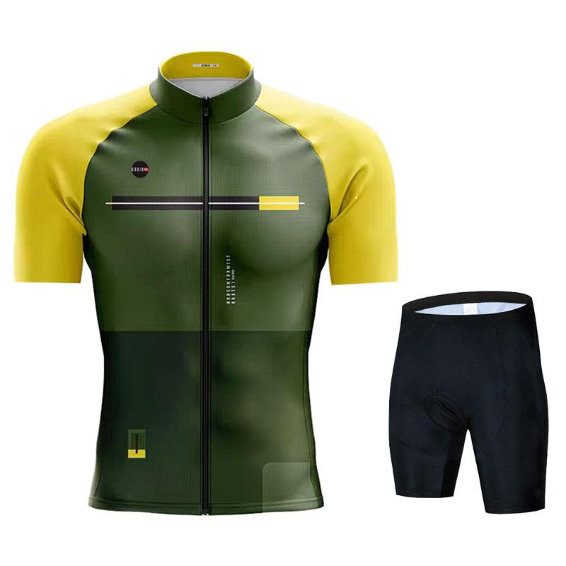 Gobikful Ensemble Maillot de Cyclisme Manches Courtes Vêtements de Vélo 2026 Été Homme Bleu Maillot VTT Ciclismo Ensemble Cuissard à Bretelles Vélo