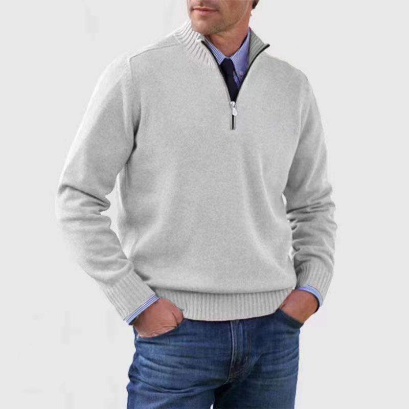 Mens Half Zip High Collar Knit Sweater Plus Size Warm Pullover M