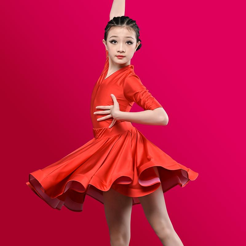 Girls Professional Latin Dancing Dress Kids Ballroom Salsa Dance Wear Clothing Children's Competitions Latin Stage Wear Clothes