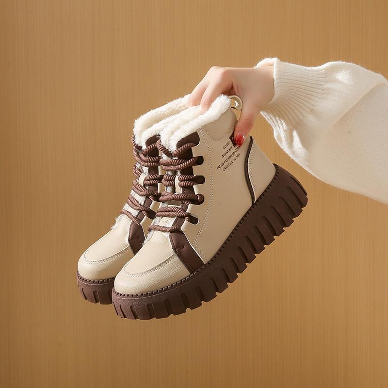 

ins tide velvet Martin boots women s 2025 winter new leisure thick-soled heightening student thermal locomotive boots WS821 35