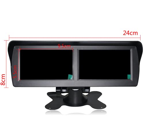 OBEST 4.3 İnç Çift Monitör, 4 Video Girişli, Otomatik Geçişli, Gösterge Paneli Çift Ekran Monitörü, Alt Monitör ve Geri Vites Kamerası, Özelleştirilebilir, 12V/24V