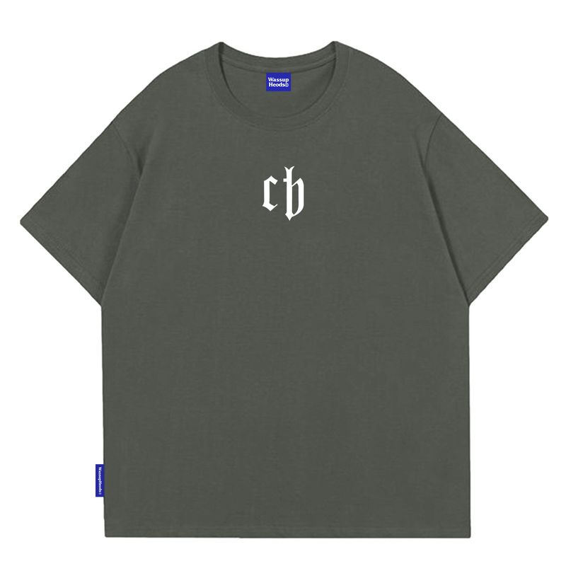 Wassup Heods Short-Sleeve T-Shirt for Men, Heavyweight American High Street Fashion Brand, Loose Fit, Pure Cotton Half-Sleeve, Couple's Summer Wear