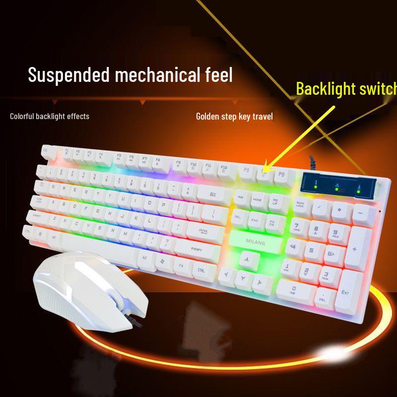 Waterproof Rainbow Backlit Gaming Keyboard & Mouse Set for Home or Office