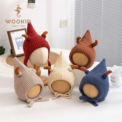 Unisex Baby Winter Knit Hat with Ear Protection and Cute Horn Design