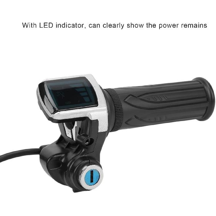 KIMISS Ручка газа для электровелосипеда Ebike Ручка газа Электрическая ручка газа 48V Ручка газа для электровелосипеда со светодиодным индикатором Набор с замком и ключом для мотоцикла,