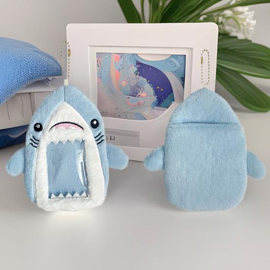 Shark Plush Card Sleeve Storage Bag Soft Touch Card Cover Identity Card Photo Protection School Office Daily Commute Organizer