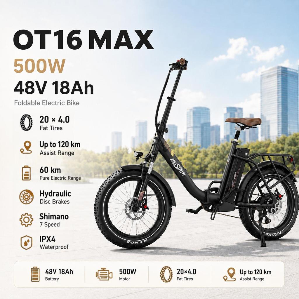 ONESPORT OT16MAX E-Bike 500W48V18AH Hydraulic Braking Commuting Electric Bicycle