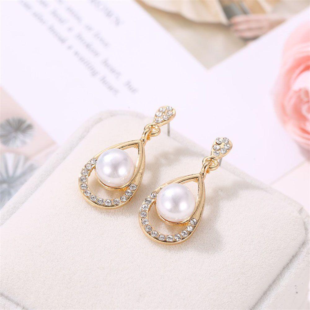 Handmade Luxury Pearls Classics Water Drop Jewelry Set Fashion Accessories Stud Earrings Jewelry