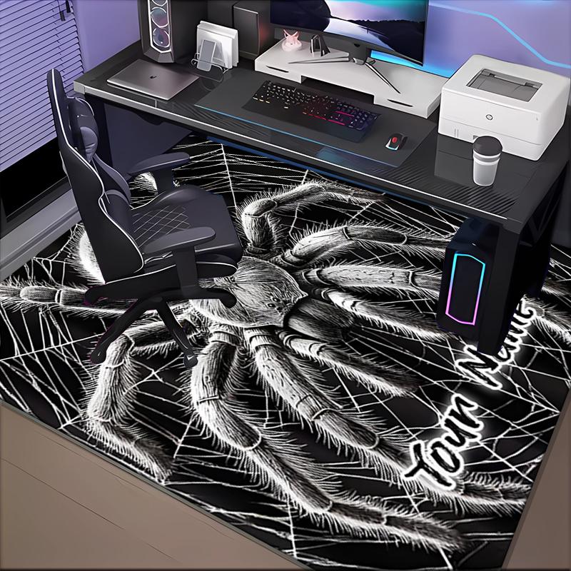 1PC Custom Name "Tarantula Web Design" Theme Floor Mat Ideal for Living Room, Game Rooms, Office, Bedroom,Floor Mat Playful Design