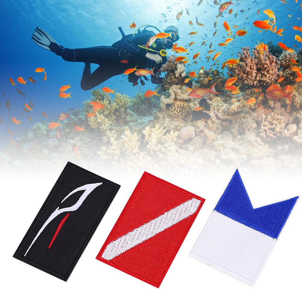 3PCS Scuba Diving Flag Patch Embroidered Diver Badge DIY Accessories for Backpack Hat
