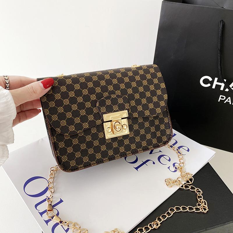 Women's Bag Summer Printing Plaid Corrugated Lock Chain Small Square Bag Single Shoulder Oblique Span Mobile Phone Bag