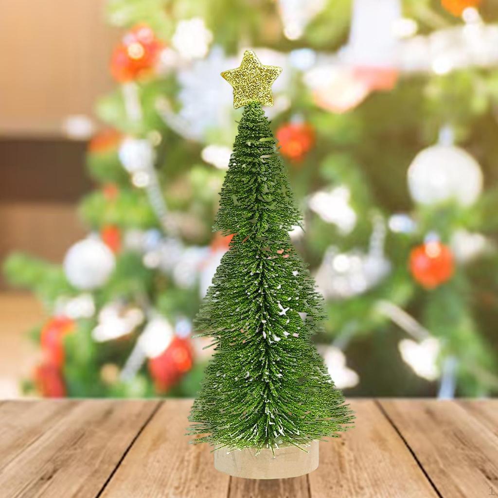 25cm Miniature Christmas Tree on Wood Base, Ideal for Table Decorations