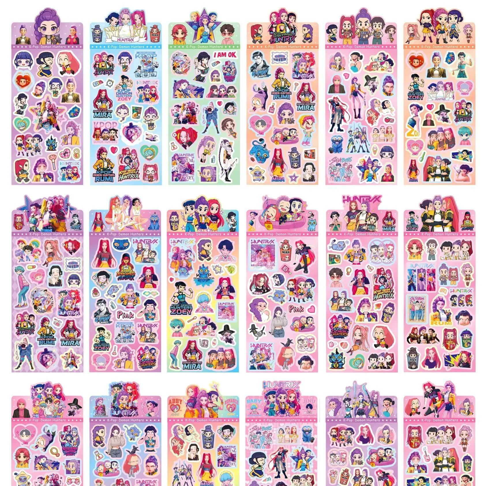 

f KPOP Demon Hunters Guka Devil Men s Group Anime Laser Cut Sticker for Office Stationery And School Supplies Decoration