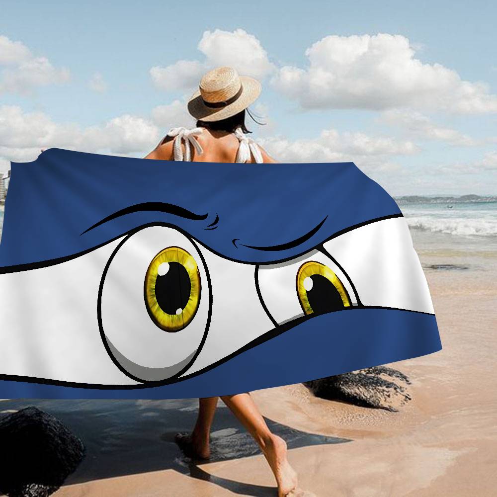 New Cartoon Big Eyes Microfiber Printed Beach Towel Mountain Climbing Yoga Beach Swimming Running Absorbent Soft Towel