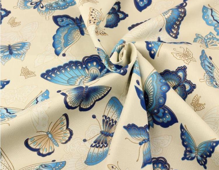 Butterfly Gold Stamped Japanese Cotton Fabric for Cheongsam and Hanfu