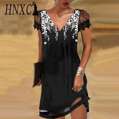 HNXC Women's Fashion Summer Spring Short Sleeve V-Neck  Casual Dresses