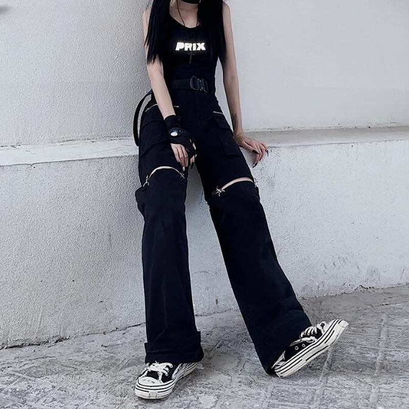 Odnímateľné nohavice Ženy Streetwear s vysokým pásom Sladké Cool Dievčatká Korejská móda Všestranné Ležérne Hip-hop Unisex jarné nohavice