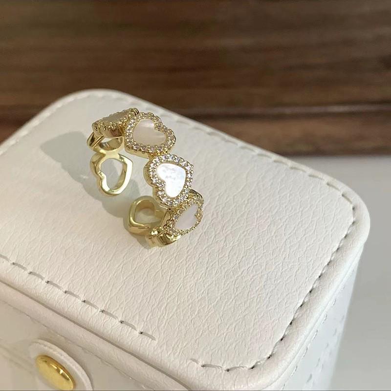 Women's Retro Industrial Gold-Plated 18k Ring with Brushed Finish and Diamond Inlays - Luxury, High-End Style