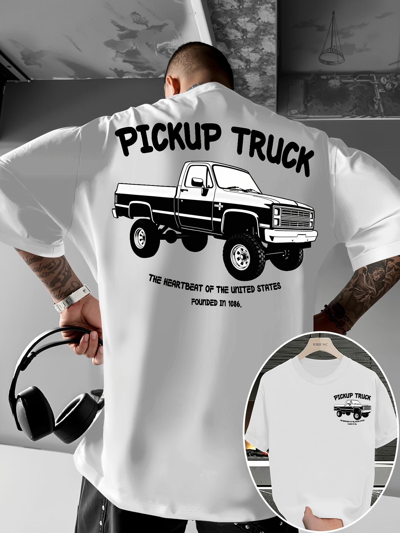 American Trend Men s Street-Eye-Catching Pickup Truck Letter Print Top Celebrating Vintage American Automotive Culture S разноцветный