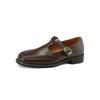 Fashion Women's New Spring and Autumn Square Head Retro Middle Heel Large Metal Belt Buckle Mary Jane Single Shoes