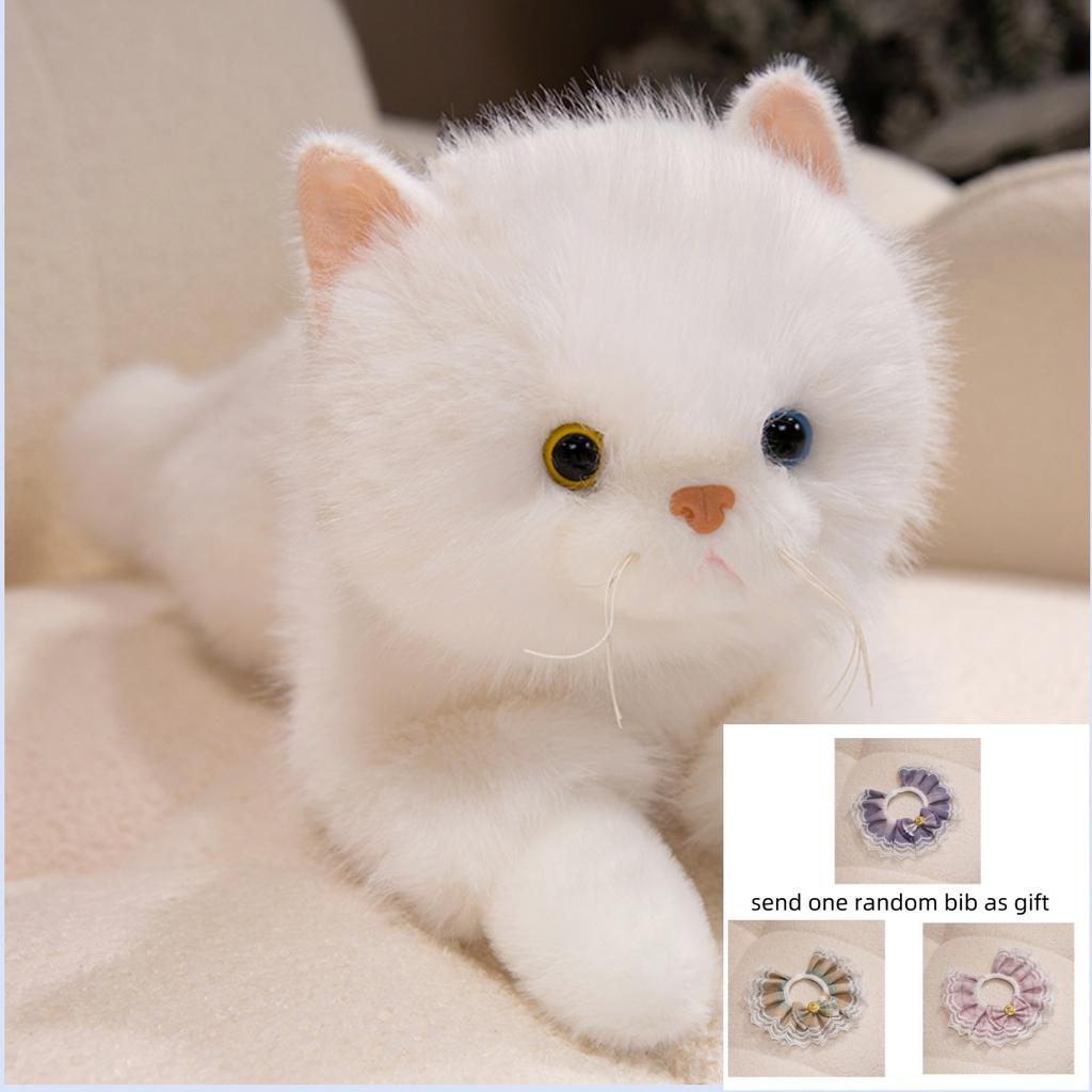 Lifelike Fuzzy Black Cat Plush Toys Realistic Fluffy Lying Cat Stuffed Animal Birthday Christmas Gifts