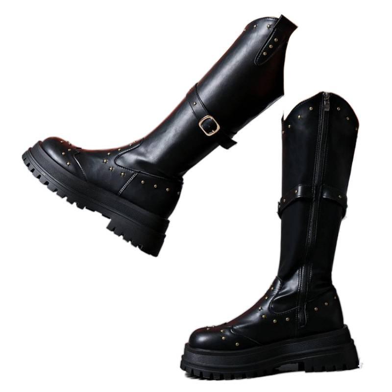 Western style retro platform boots long boots women's summer 0000 new small man taller and thinner knight cowboy boots