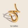 Xia Ling Minimalist Open Ring: Intertwined Lines, Adjustable Stainless Steel, Non-Fading for Women.