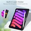 For iPad Mini 7 6 8.3'' with Pencil Holder-[Tri-fold Stand + Auto Wake/Sleep], High-grade Acrylic Case Transparent Back Cover
