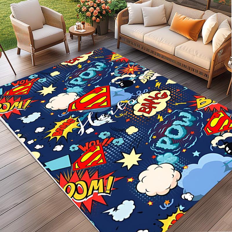 Superman Print Rug, Washable Floor Carpet, For Entryway Dorm Laundry Room Office Study, Home Decor Birthday Christmas Gift