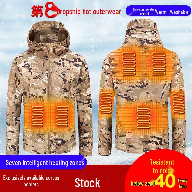 

Lightweight Hooded Heated Softshell Jacket - Windbreaker & Washable L