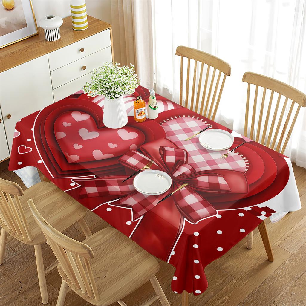 New Dining Table Cloth Tablecloth Waterproof Valentine's Day Red Rectangular High-end Decorative Tablecloth Holiday
