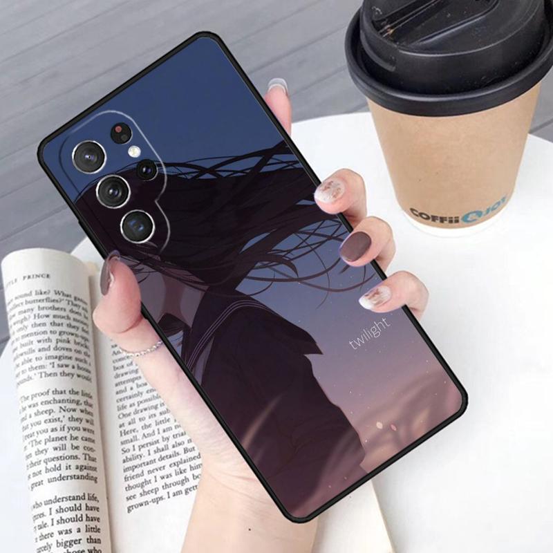 Sad Anime Girl Phone Case Cover For Samsung Galaxy S24 S25 Ultra S21 S22 Ultra S10E Note 10 Plus Note 20 FE S23