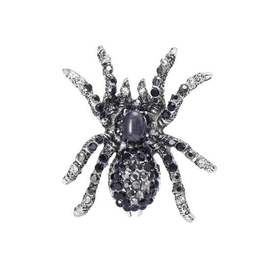 Vintage Style Overcoat Brooch Shining Rhinestones Decor Spider Shape Shawl Scarf Pin Men Suit Coat Simple Badge Fashionable Accessories
