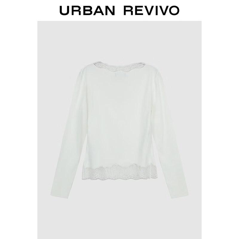 UR Women's Lace Embroidered V-Neck T-Shirt