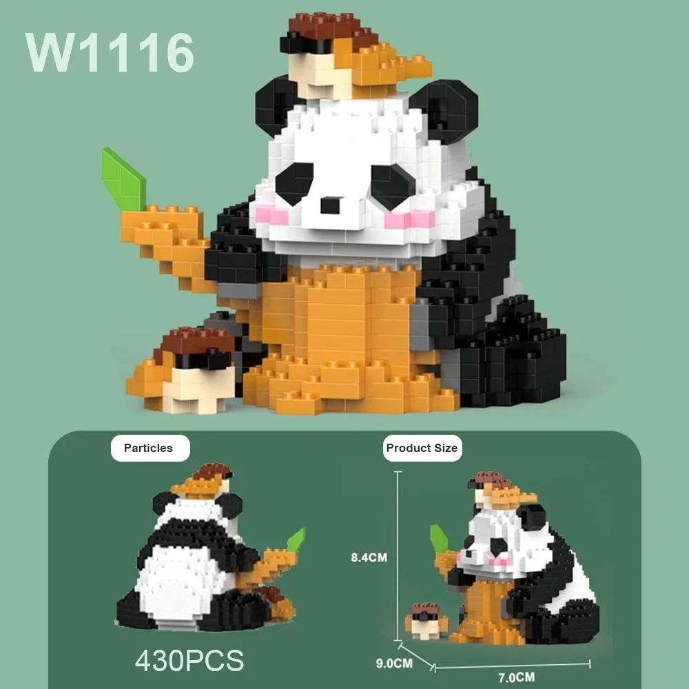 Cute Chinese Panda Building Blocks Sets DIY Educational Assembly Toys Bricks Mini Animals Model MOC Kids Christmas Birthday Gift