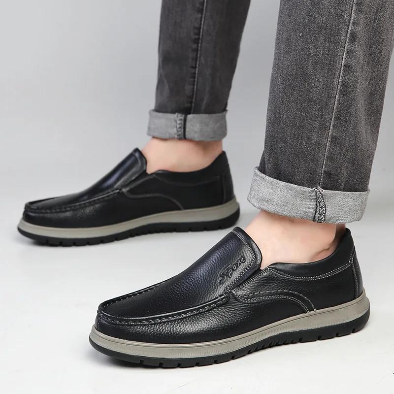 Fashion Cow Leather Shoes for Men Soft Sole Spring Autumn Men Loafers Fashion Casual Luxury Designer Shoes Male