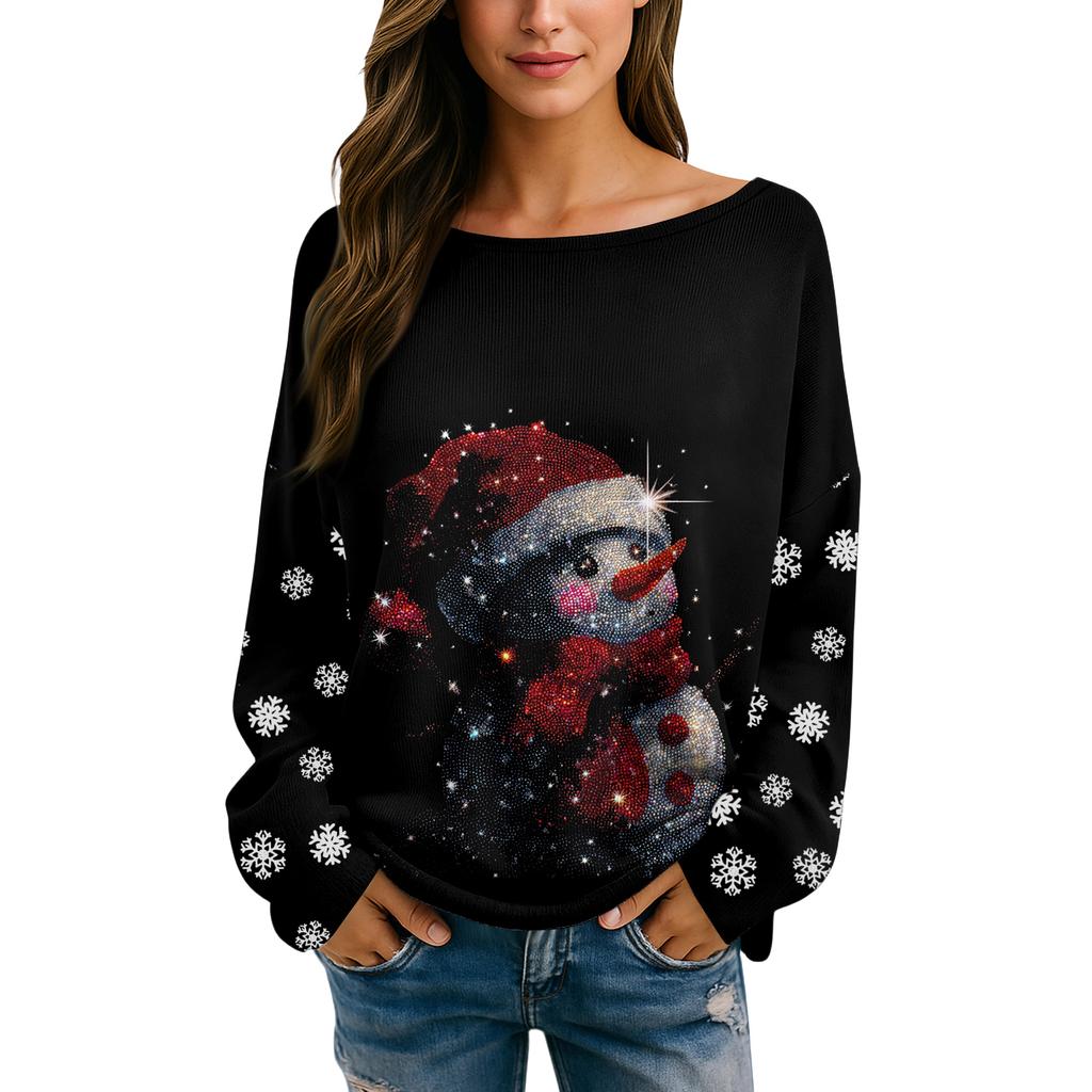 Womens  Fall Sweaters Long Sleeve Print Tops Pullover Sweaters Loose Dressy Casual Basic Clothes