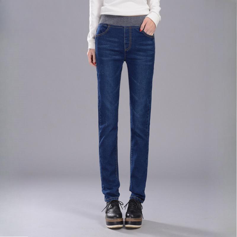 Jarní a podzimní džíny s vysokým pasem, dámské skinny kalhoty a nadměrné džínové kalhoty s volným pasem pro baculaté dívky