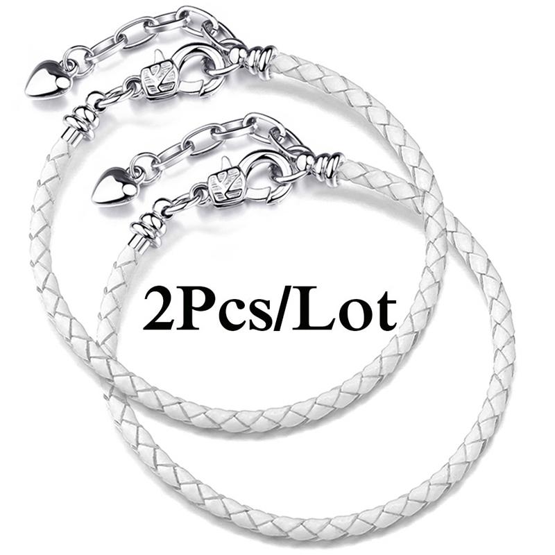 2 szt./partia Specjalna Oferta Skórzane Bransoletki Łańcuszkowe Pasują do Ręcznie Robionych Koralików Bransoletki z Charmsami Dla Par Pulsera Biżuteria Dla Kobiet Mężczyzn Hurtownia