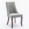 Rayon Cloth Flocking Linen Dining Chairs Channel Kitchen Dinner Chair Comfy Fabric Upholstered Accent Chair for Dining Room with Curved Solid Wood