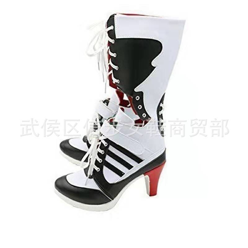 Suicide Squad Clown  Hollow Martin Boots Cosplay Lace-Up Color Matching  Large Size Medium Boots Single Boots